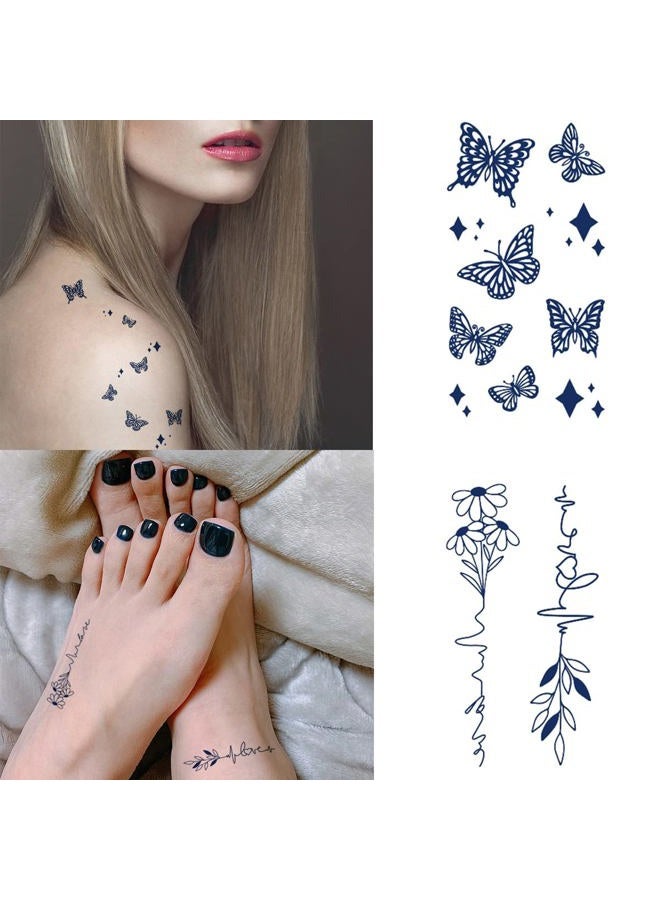 Aniuvot Small Semi Permanent Tattoos Flower & Butterfly for Women Teen Girls 10 Sheets, Plant-Based Ink, Realistic Temporary Tattoos, Long Lasting for 1-2 Weeks - Image 5
