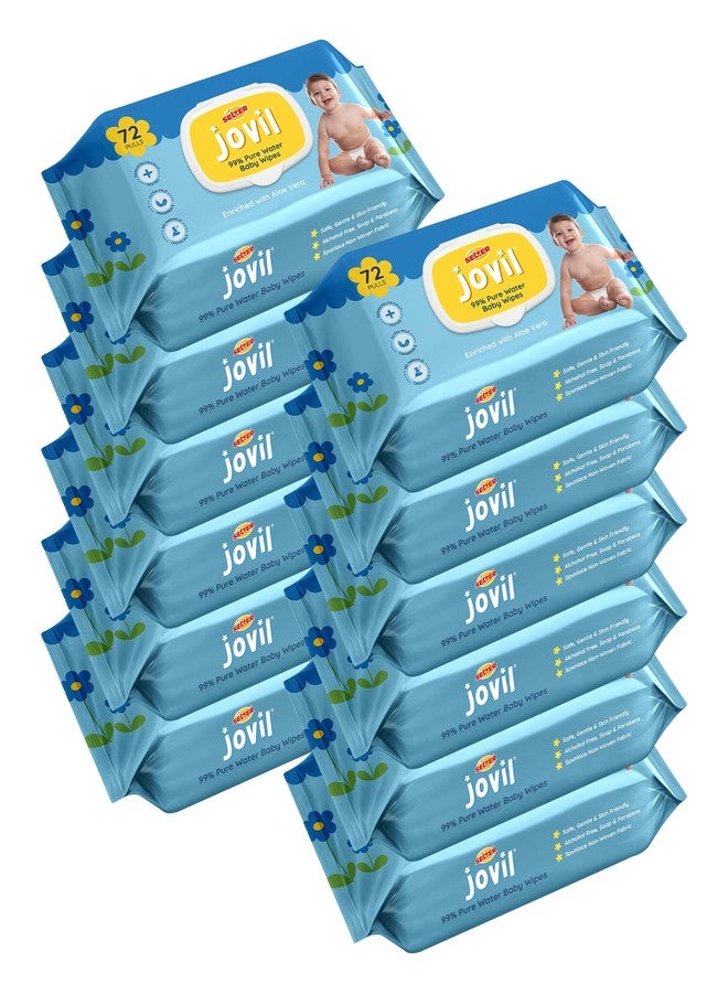 Selzer Jovil Soft Cleansing Baby Wipes with Lid | 72 Wipes x Pack of 12-864 Wipes | Extra Thick & Moist Wet Wipes for Baby's | Prevents Rashes & Redness with Goodness of Aloe Vera, Vitamin E - Image 1