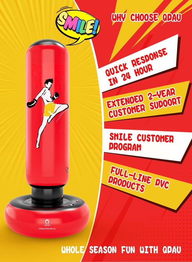 QPAU Kids Punching Bag Toy with Boxing Gloves, 66 Inch Larger Stable Kids Inflatable Boxing Bag Set, Gifts for Boys & Girls Age 6-12, for Practicing Karate, Taekwondo, MMA (Red) - Image 3