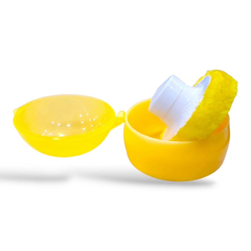 MiniMe VIRTI MINI ME Powder Puff with Storage Case – Soft, Gentle & Hygienic Talcum Dispenser for Newborns & Toddlers – BPA-Free Plastic Container with Lid – Easy Grip & Travel Friendly (Yellow) - Image 1