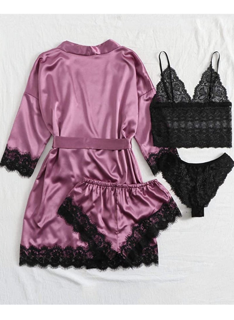 4pcs women's pajamas home wear new lace pajamas set  - Image 3