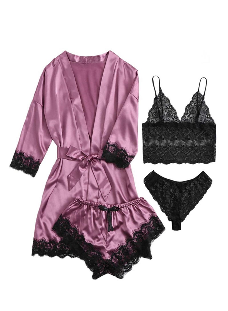 4pcs women's pajamas home wear new lace pajamas set  - Image 1