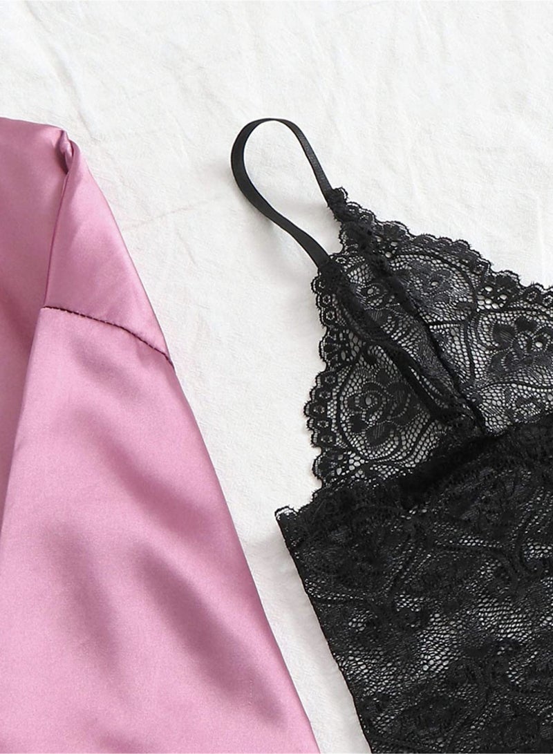 4pcs women's pajamas home wear new lace pajamas set  - Image 4