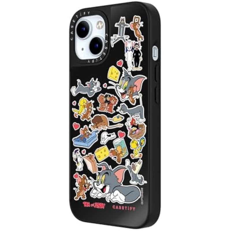 Casetify Mirror Case for iPhone 15 【Tom and Jerry Colab/Reflective / 4.9ft Drop Protection/Compatible with Magsafe】 - Family Sticker - Black on Black - Image 5