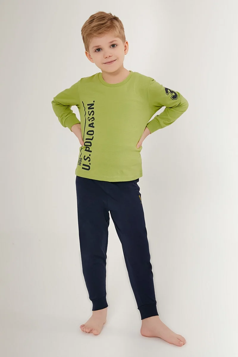 U.S. Polo Assn. BASE. Polo Assn. Base. Polo Assn Multicolored Green Boy Long Sleeve Pajama Set