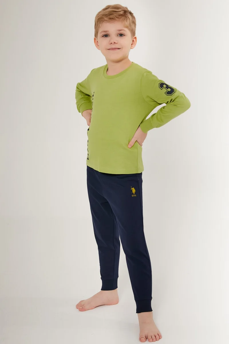 U.S. Polo Assn. BASE. Polo Assn. Base. Polo Assn Multicolored Green Boy Long Sleeve Pajama Set