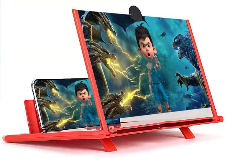 Phone Holder - Foldable HD 3D Screen Magnifier for Smartphones, Large Display Enhancement with Anti-Radiation Feature, Red Color, Universal Fit for All Mobile Devices, Portable Stand for BetterViewing - Image 4