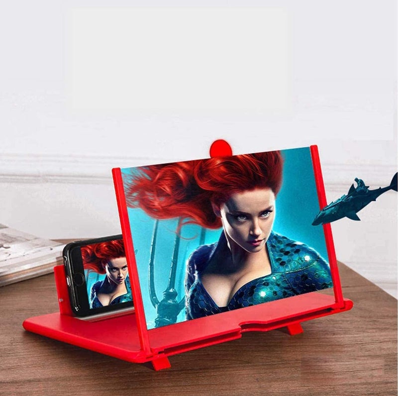Phone Holder - Foldable HD 3D Screen Magnifier for Smartphones, Large Display Enhancement with Anti-Radiation Feature, Red Color, Universal Fit for All Mobile Devices, Portable Stand for BetterViewing - Image 1
