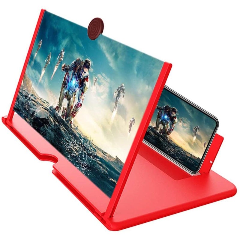 Phone Holder - Foldable HD 3D Screen Magnifier for Smartphones, Large Display Enhancement with Anti-Radiation Feature, Red Color, Universal Fit for All Mobile Devices, Portable Stand for BetterViewing - Image 2