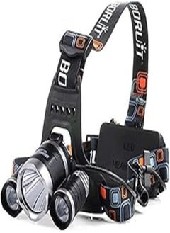 High Power LED Headlamp Boruit 5000LM XM-L2 2XPE Rechargeable LED Headlamp Headlight Flashlight with 2x Protected 18650 Batteries and USB Charging Cable