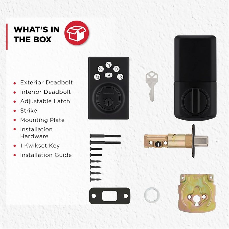 Kwikset Kwikset 9240CNT514 Contemporary Powerbolt Electronic SmartCode Deadbolt with RCAL Latch and RCS Strike Matte Black Finish  - Image 3