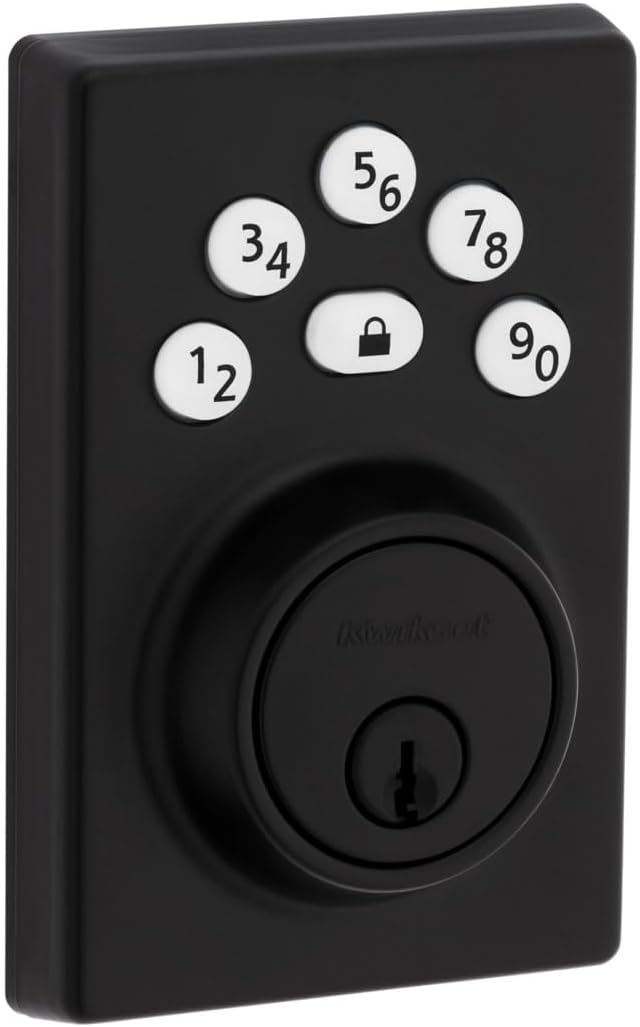 Kwikset Kwikset 9240CNT514 Contemporary Powerbolt Electronic SmartCode Deadbolt with RCAL Latch and RCS Strike Matte Black Finish  - Image 1