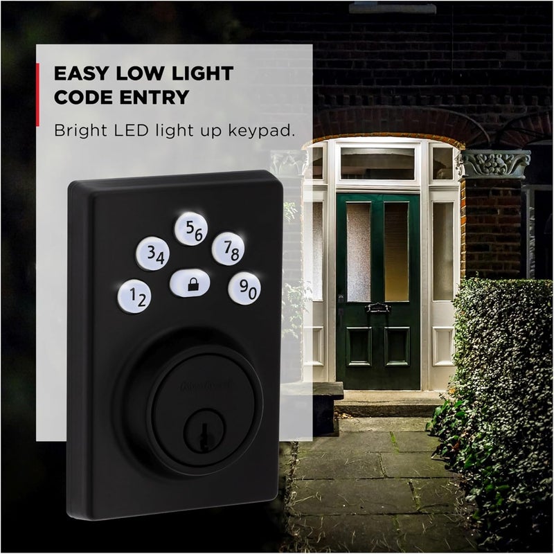 Kwikset Kwikset 9240CNT514 Contemporary Powerbolt Electronic SmartCode Deadbolt with RCAL Latch and RCS Strike Matte Black Finish  - Image 4