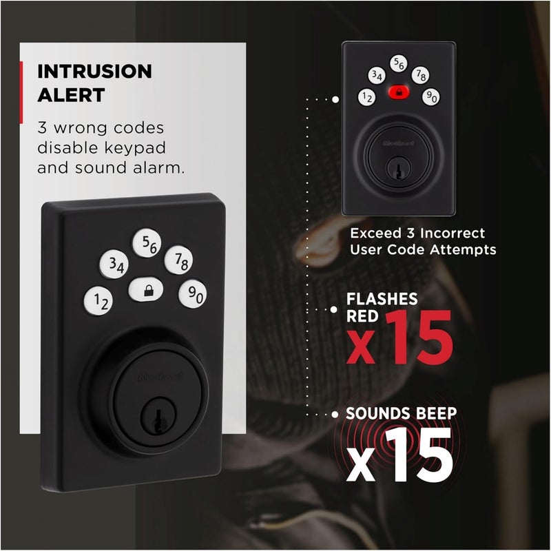 Kwikset Kwikset 9240CNT514 Contemporary Powerbolt Electronic SmartCode Deadbolt with RCAL Latch and RCS Strike Matte Black Finish  - Image 5