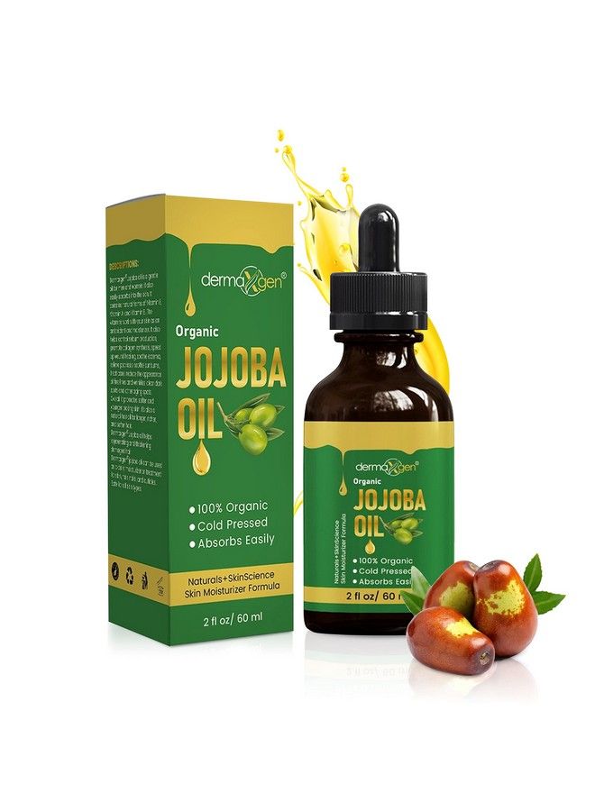 dermaxgen Jojoba Oil 100% Organic & Cold Pressed Oil Antiaging Moisturizing Treatment For Face Hair Skin & Nails Acne Scars Antiwrinkle. (2 Fl Oz) - Image 1