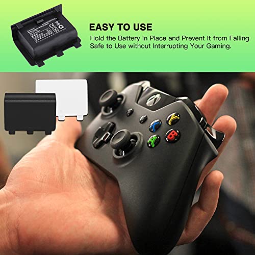 Xahpower غطاء بطارية Xahpower لجهاز Xbox One، قطع غيار أبواب بطارية بديلة متوافقة مع وحدة التحكم اللاسلكية Xbox One/Xbox One S (4 عبوات، أسود، أبيض) - Image 4