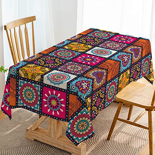 Hafangry Mandala Bohemia Tablecloth Rectangle Colorful Table Cloth for Indian Holiday Party Decoration Hippy Boho Home Kitchen Decor-60×84 inch - Image 1