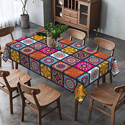 Hafangry Mandala Bohemia Tablecloth Rectangle Colorful Table Cloth for Indian Holiday Party Decoration Hippy Boho Home Kitchen Decor-60×84 inch - Image 4