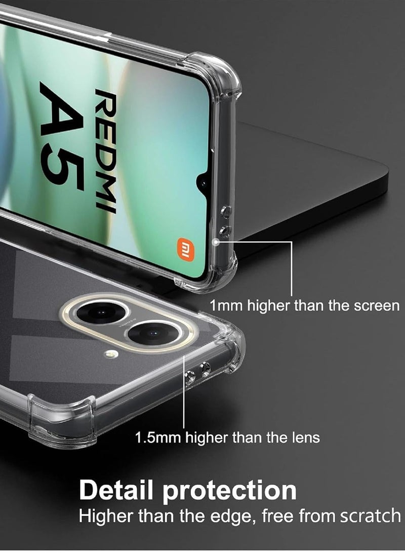 BORTONY Redmi A5 Case/Poco C71 Cover Transparent Camera Protection Slim Soft TPU Silicone Case Anti-Yellow Shocproof Protective Case for Redmi A5/Poco C71 4G - Image 2