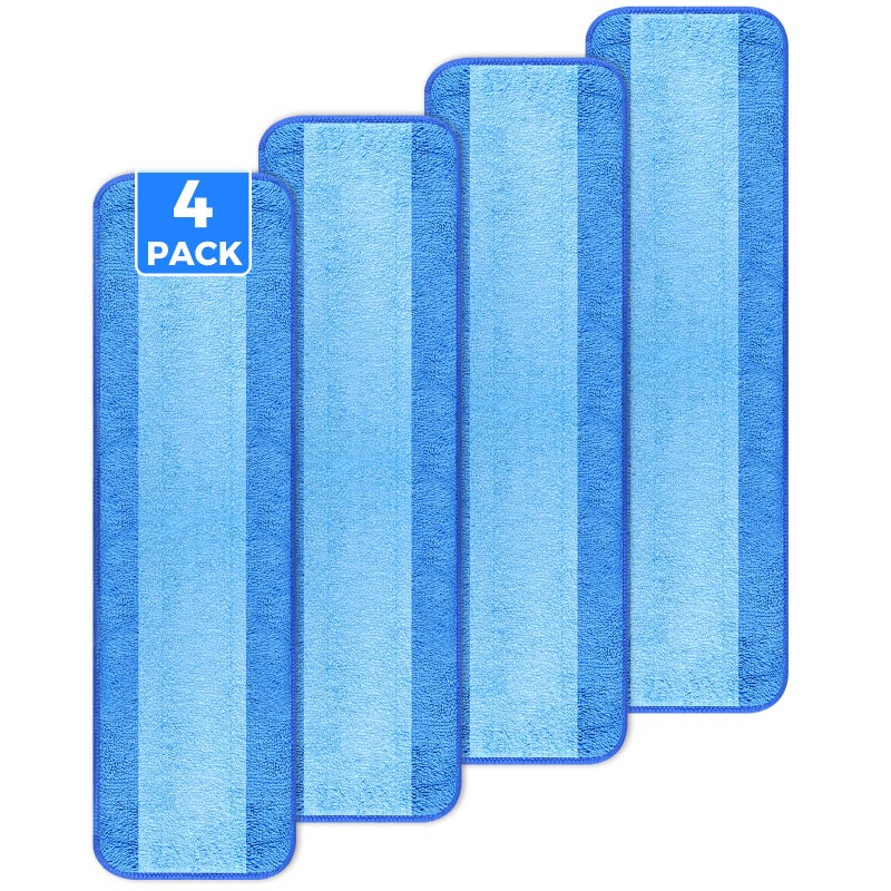 wlich 4-Pack Microfiber Cleaning Pads, 18-Inch Microfiber Mop Pads Compatible with Bona Mop, Washable and Reusable Mop Pad Refills for Hardwood Tile Laminate Floors - Image 1