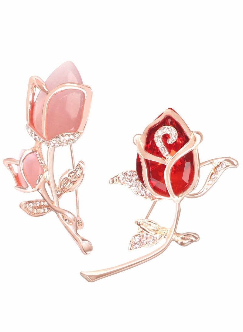 Excefore Brooches for women, Set of 2 Rhinestone brooch pins, Elegant Gold Crystal Floral Wedding Bouquet Brooch - Image 1