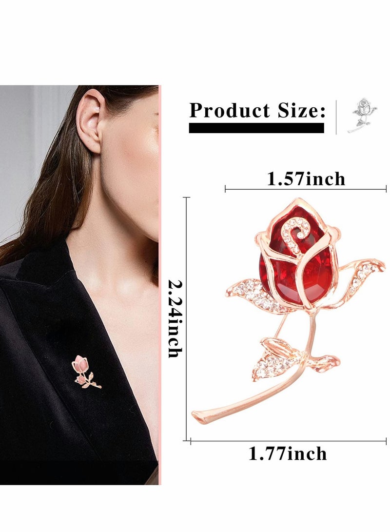 Excefore Brooches for women, Set of 2 Rhinestone brooch pins, Elegant Gold Crystal Floral Wedding Bouquet Brooch - Image 3