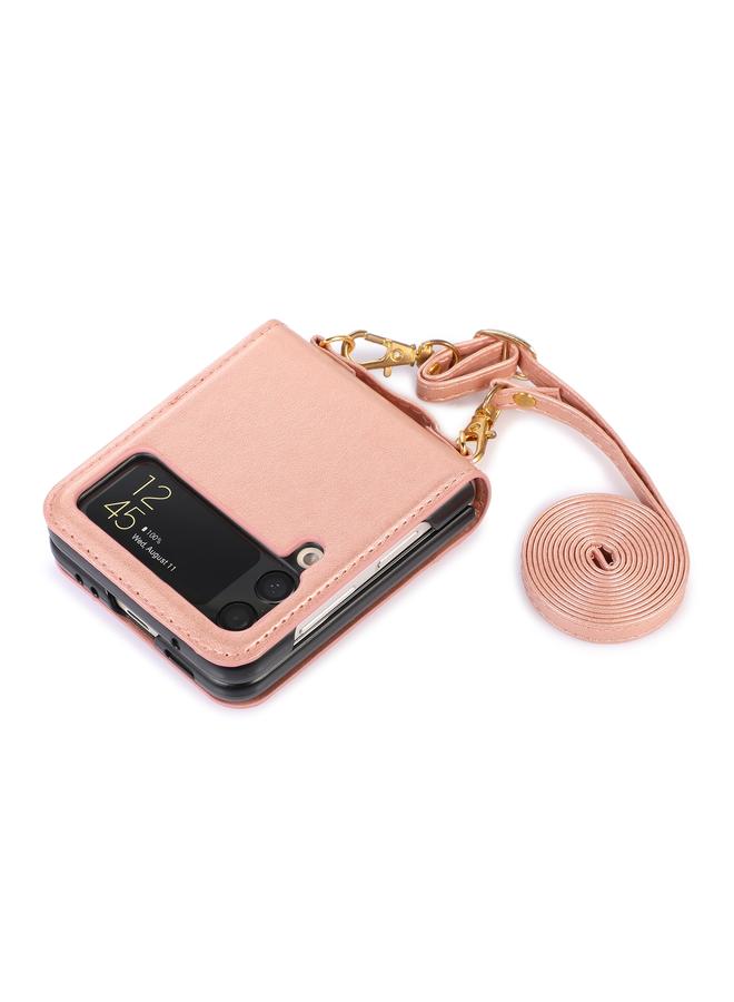 erorex Case For Samsung Galaxy Z Flip4 Stitching Color Fold Leather Phone Case with Card Slot - Image 2