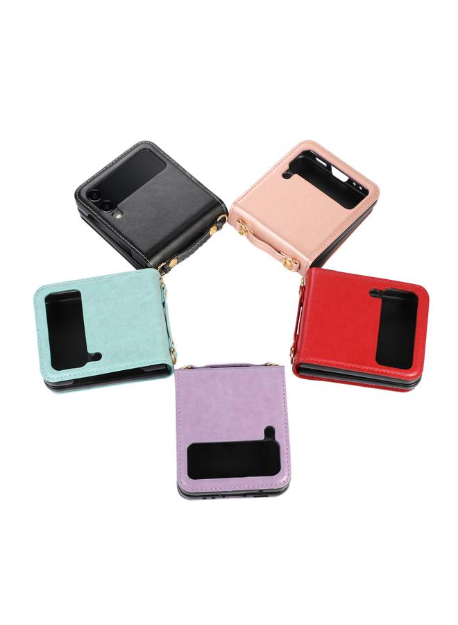 erorex Case For Samsung Galaxy Z Flip4 Stitching Color Fold Leather Phone Case with Card Slot - Image 5