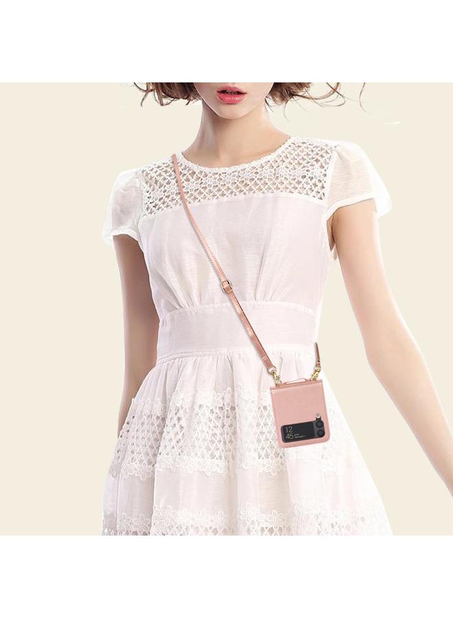 erorex Case For Samsung Galaxy Z Flip4 Stitching Color Fold Leather Phone Case with Card Slot - Image 4