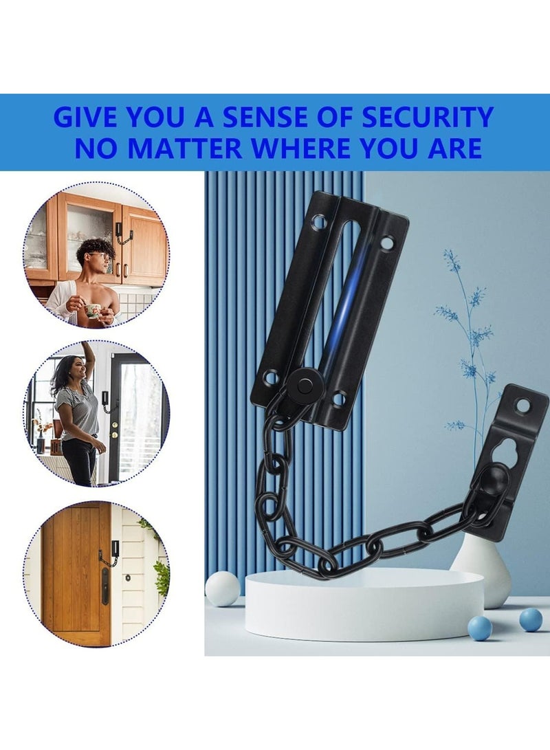 Door Chain Lock, 2 Pack Chain Door Guard with Lock, Stainless Steel Door Latch with 12 Screws, Thickened Sturdy Door Latches Lock for Inside Door, Front Door, Pets Kids Safety