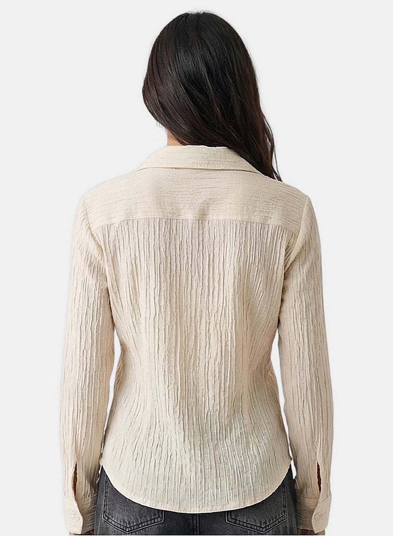 RAVIN Women Stone Crinkle Textured Long Sleeve Shirt - Image 2