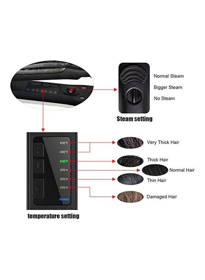 NIBEMINENT 450f Professional Multi-function Ceramic Spray Steam Hair Straightener Black 36.0x13.5x6cm - Image 4