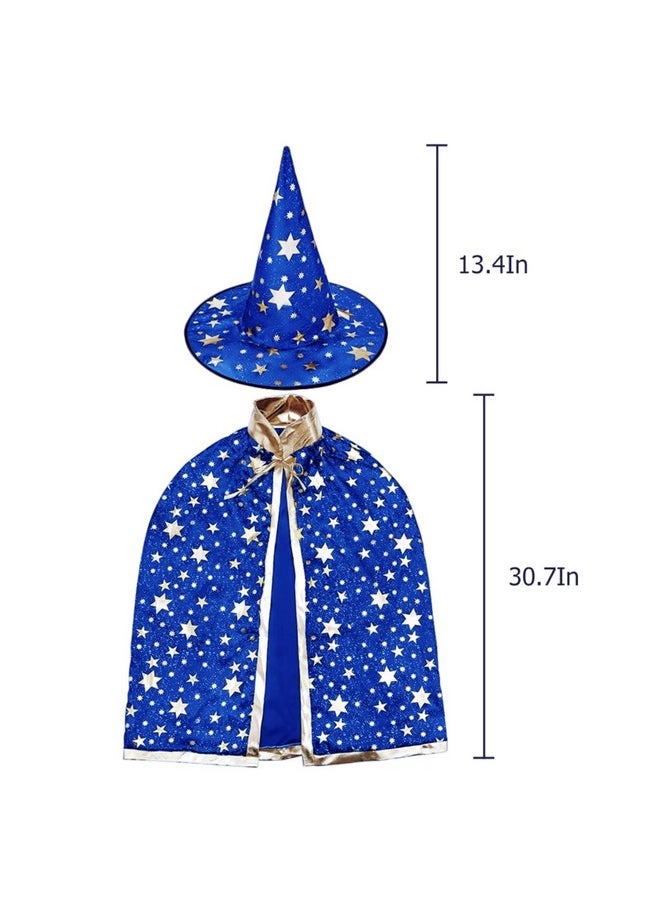 Newland Wizard Cape With Hat, Halloween Kids Costumes, Witch Cape For 3-12 Years Children, Halloween Props (Blue)  - Image 4