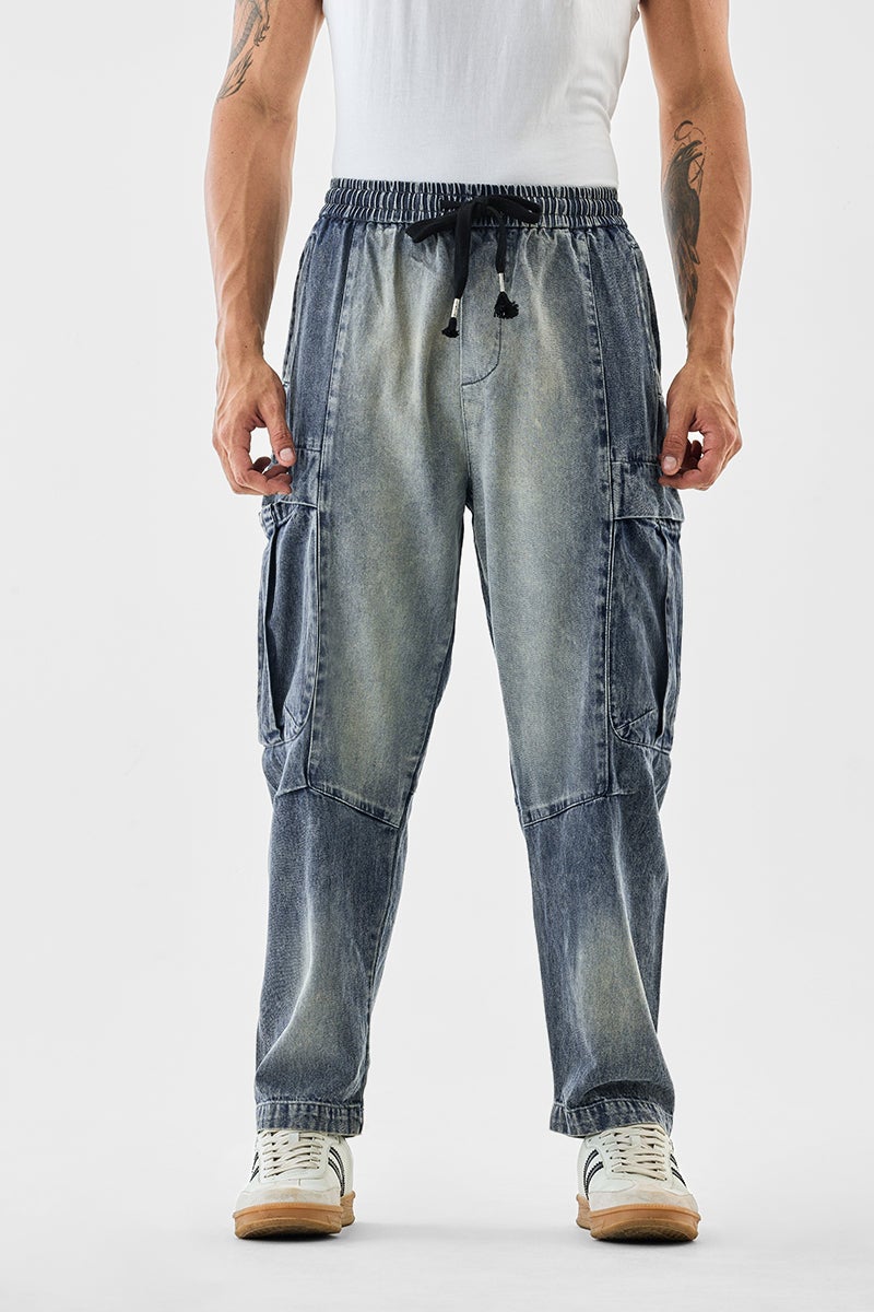 سنيتش جينز كارجو واسع مغسول - Image 3
