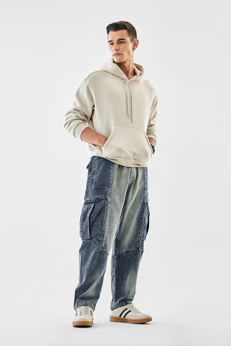 سنيتش جينز كارجو واسع مغسول - Image 5