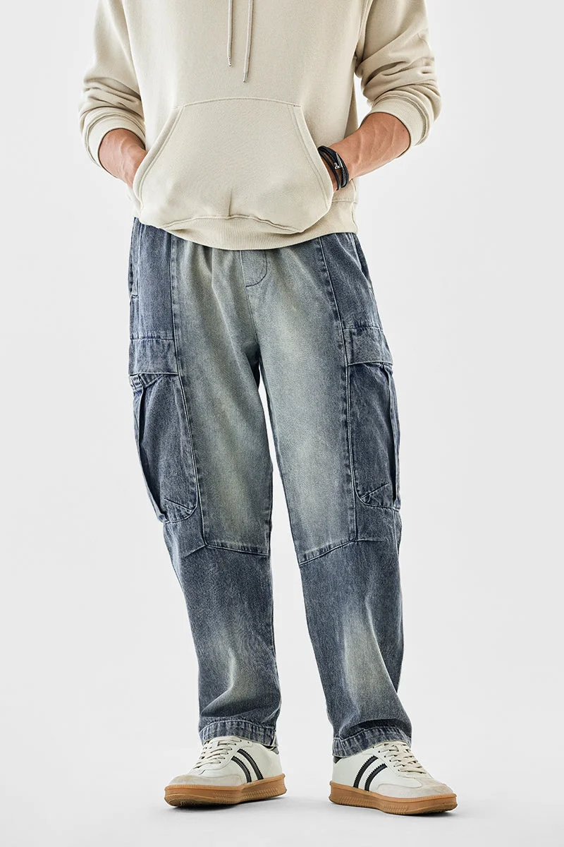 SNITCH جينز كارجو واسع مغسول