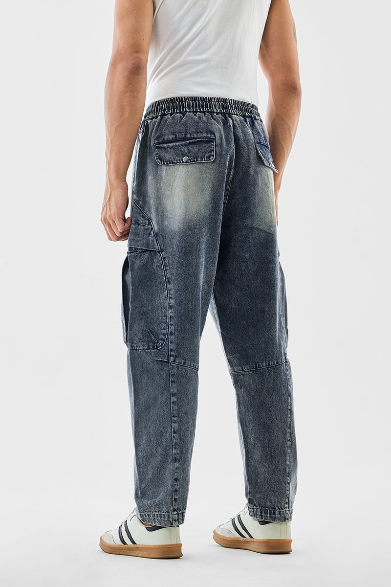 سنيتش جينز كارجو واسع مغسول - Image 4
