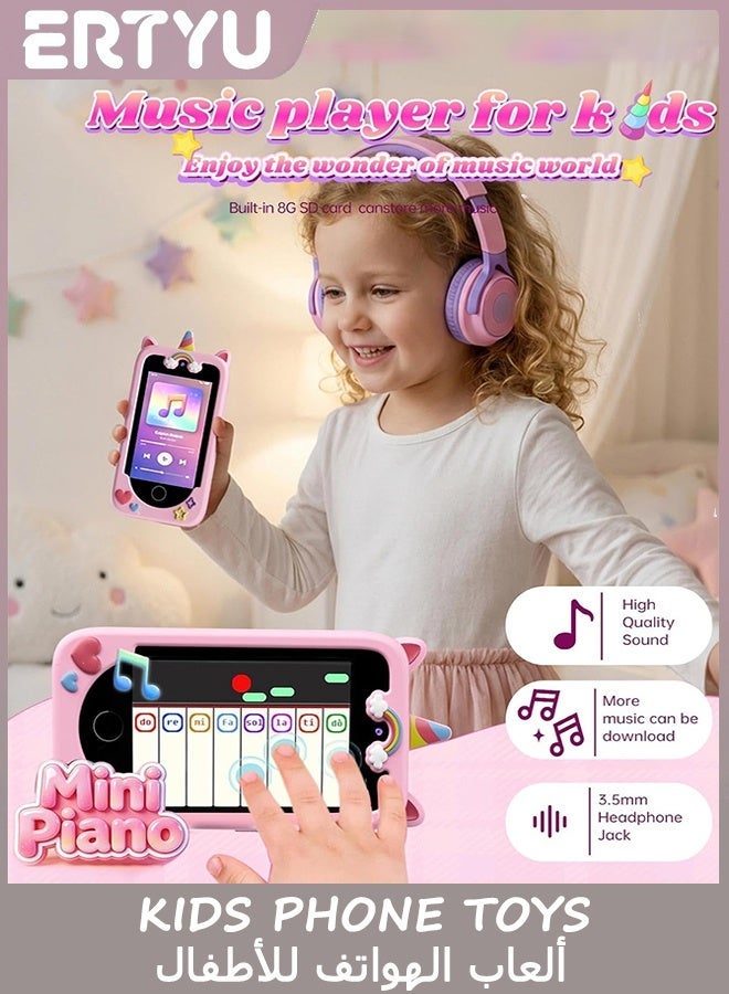 ERTYU Kids Phone Toys for Girls Ages 3-7 with 4" Touchscreen,Toddler Mini Phone for Kids Learning Play Toy Phone with Dual Camera,Game,Music Player Gifts for Girls Birthday,Travel,Christmas - Image 2