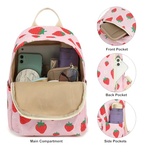 Yusudan Strawberry Mini Backpack for Women Girls, Small Backpack Purse for Teens Kids School Travel - Image 2