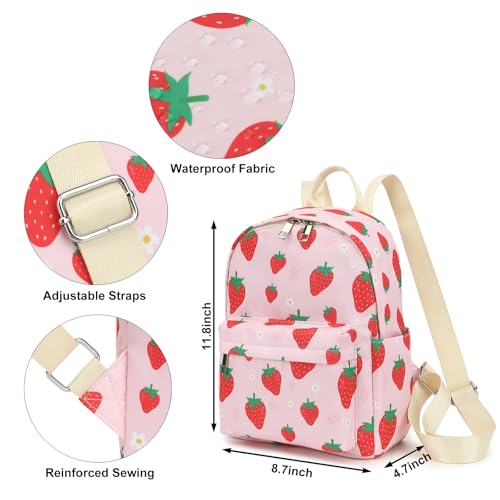 Yusudan Strawberry Mini Backpack for Women Girls, Small Backpack Purse for Teens Kids School Travel - Image 4