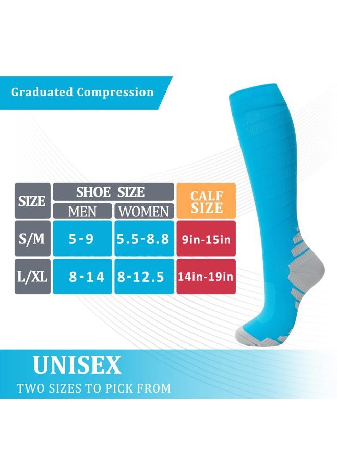 fenglaoda 8 Pairs Compression Socks for Men & Women 20-30 mmHg Knee High Nurse Pregnant Running Medical and Travel Athletic, 16-8pairs-fluorescent Colors2, L-XL - Image 3