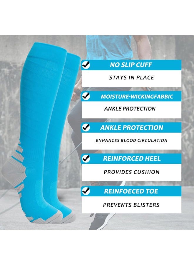 fenglaoda 8 Pairs Compression Socks for Men & Women 20-30 mmHg Knee High Nurse Pregnant Running Medical and Travel Athletic, 16-8pairs-fluorescent Colors2, L-XL - Image 2