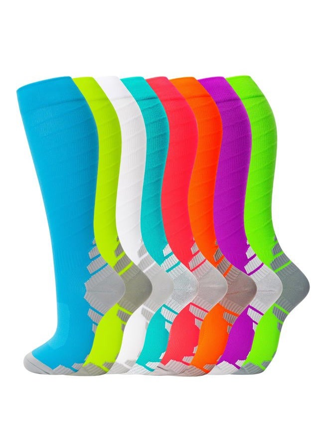 fenglaoda 8 Pairs Compression Socks for Men & Women 20-30 mmHg Knee High Nurse Pregnant Running Medical and Travel Athletic, 16-8pairs-fluorescent Colors2, L-XL - Image 1