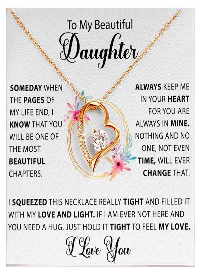 LUXUS™ To My Beautiful Daughter - Heart Necklace, Inspirational Jewelry for Daughter, Gift from Father, Empowering Message Necklace in 18K Gold Finish in a Luxury Gift box - Image 1