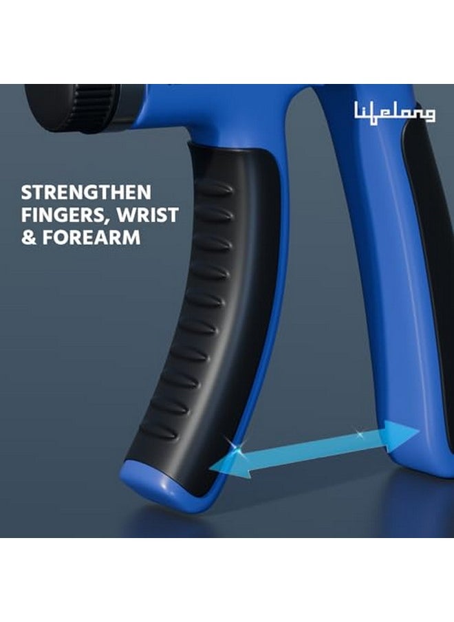Lifelong - Hand Gripper - Hand Grip For Men & Women - Adjustable Resistance 5-60Kg -Forearm Strengthener - Physiotherapy Equipment For Hand-Forearm Gripper - Gym Accessories For Finger Exercise (Blue) - Image 1