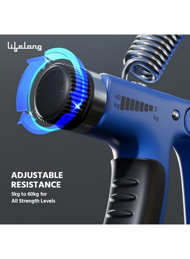 Lifelong - Hand Gripper - Hand Grip For Men & Women - Adjustable Resistance 5-60Kg -Forearm Strengthener - Physiotherapy Equipment For Hand-Forearm Gripper - Gym Accessories For Finger Exercise (Blue) - Image 1