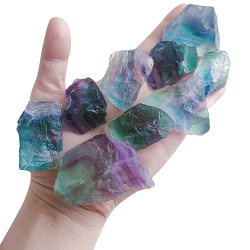 Luckeeper 1 lb Rough Crystals Bulk Raw Rainbow Fluorite Healing Stones for Tumbling, Wire Wrapping, Wicca Reiki,Meditation - Image 1