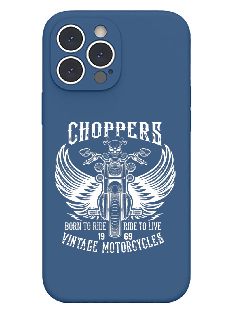 Theodor غطاء سليم واقي من السيليكون السائل مع حماية كاملة للجسم ضد الخدوش وصدمات لهاتف آيفون 15 برو باللون الأزرق - كريست - Image 1