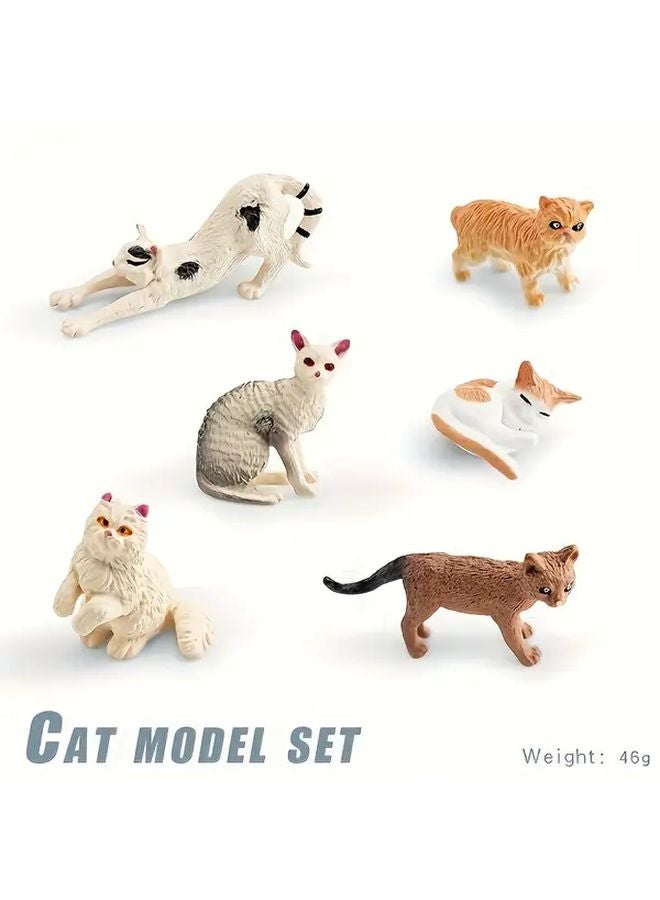 1447 Model Cat Set 6Pcs Realistic Miniature Animal Figurine - Image 1