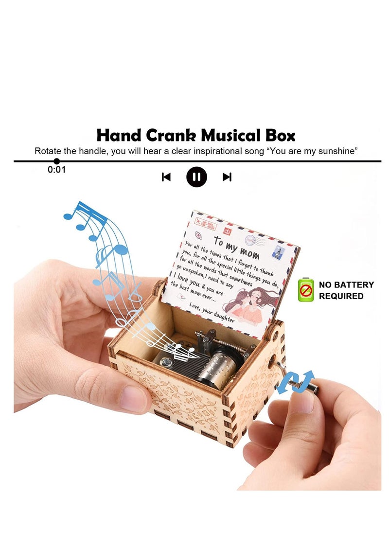 Y&D Mom Birthday Gifts Music Box from Daughter, You are My Sunshine Mechanism Vintage Personalized Cute Daughter to for Mothers Day  - Image 5